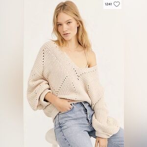 Free People All Day Long V Sweater Size S
